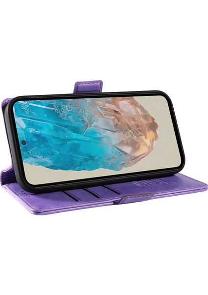 Samsung Galaxy M35 5g Kart Tutucu Litchi Doku Deri Telefon Kılıfı (Yurt Dışından)