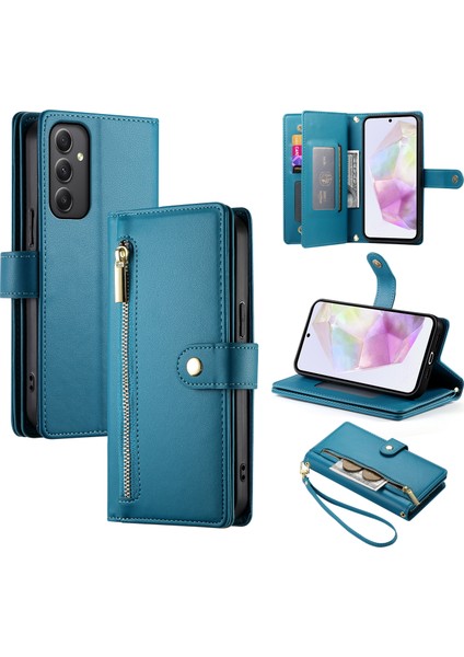 Samsung Galaxy A35 5g Pu Deri Fermuarlı Cep Folyo Flip Telefon Kapağı (Yurt Dışından)