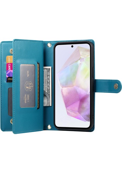 Samsung Galaxy A35 5g Pu Deri Fermuarlı Cep Folyo Flip Telefon Kapağı (Yurt Dışından)