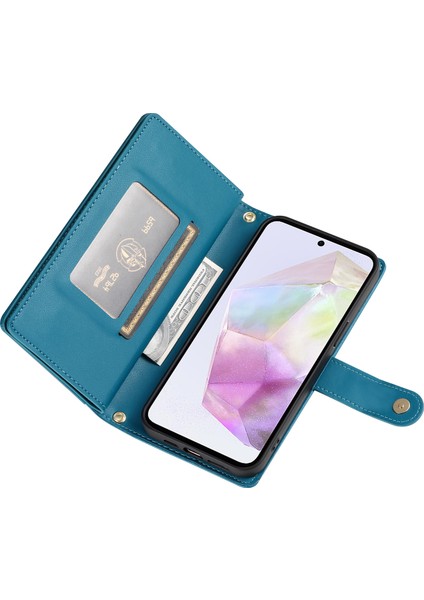 Samsung Galaxy A35 5g Pu Deri Fermuarlı Cep Folyo Flip Telefon Kapağı (Yurt Dışından)