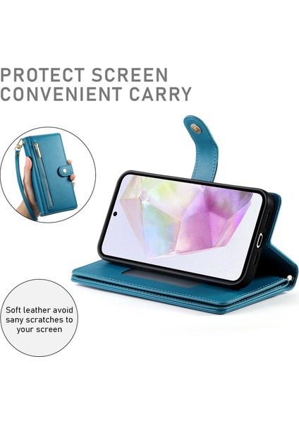 Samsung Galaxy A35 5g Pu Deri Fermuarlı Cep Folyo Flip Telefon Kapağı (Yurt Dışından)