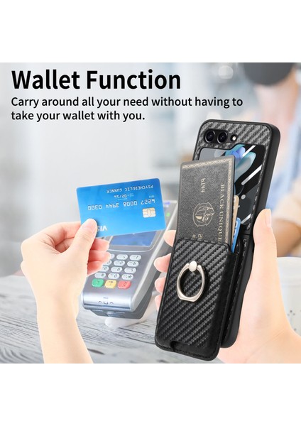 Samsung Galaxy Z Flip5 5g Halka Tutucu Kart Çantası Deri + Pc Telefon Kapağı (Yurt Dışından) indirimleri