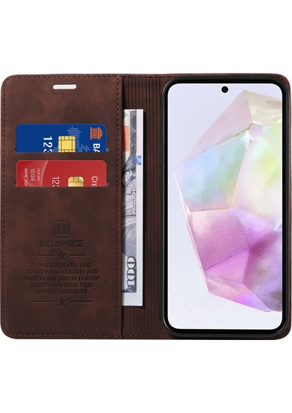 Samsung Galaxy M35 5g Deri Cüzdan Telefon Kılıfı (Yurt Dışından)
