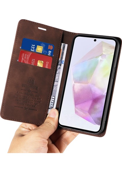 Samsung Galaxy M35 5g Deri Cüzdan Telefon Kılıfı (Yurt Dışından)