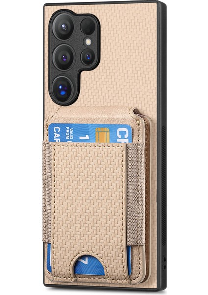 Samsung Galaxy S24 Ultra Kickstand Kart Tutucu Deri Arka Kapak (Yurt Dışından)