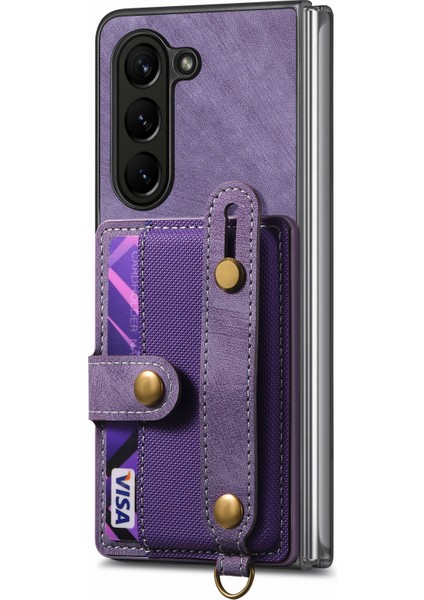 Samsung Galaxy Z Fold6 5g Kart Tutucu Bileklik Deri + Kayışlı Pc Kapağı (Yurt Dışından)