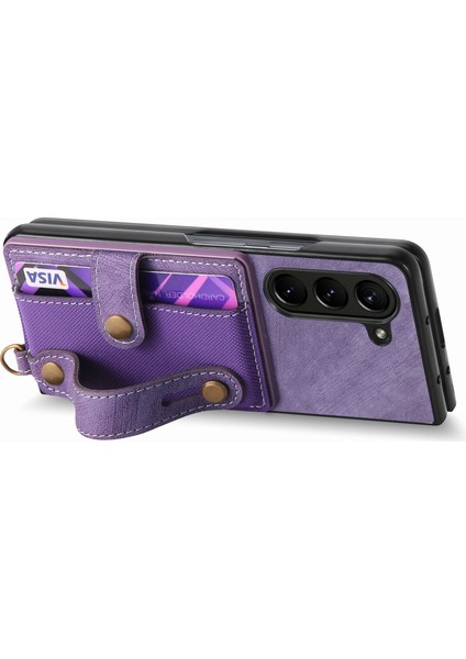 Samsung Galaxy Z Fold6 5g Kart Tutucu Bileklik Deri + Kayışlı Pc Kapağı (Yurt Dışından)