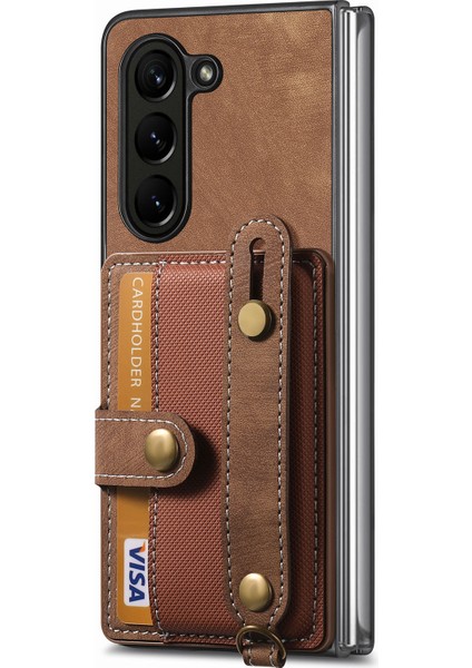 Samsung Galaxy Z Fold6 5g Kart Tutucu Bileklik Deri + Kayışlı Pc Kapağı (Yurt Dışından) fiyatları