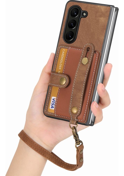 Samsung Galaxy Z Fold6 5g Kart Tutucu Bileklik Deri + Kayışlı Pc Kapağı (Yurt Dışından) fırsatları