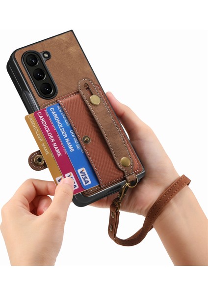 Samsung Galaxy Z Fold6 5g Kart Tutucu Bileklik Deri + Kayışlı Pc Kapağı (Yurt Dışından) indirimleri