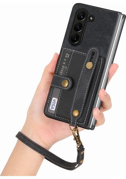 Samsung Galaxy Z Fold6 5g Kart Tutucu Bileklik Deri + Kayışlı Pc Kapağı (Yurt Dışından) fırsatları