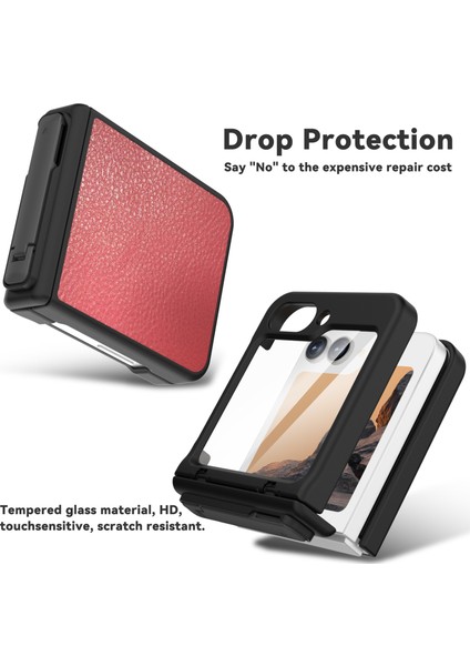 Samsung Galaxy Z Flip6 5g Litchi Texture Pu+Pc Kickstand Telefon Kılıfı (Yurt Dışından)