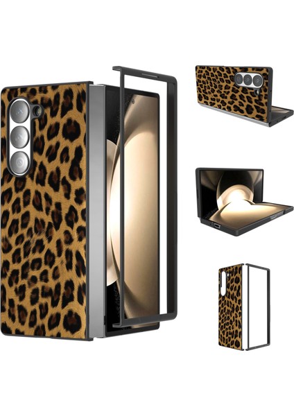 Samsung Galaxy Z Fold6 5g Leopar Desenli Pu+Pc Telefon Kılıfı (Yurt Dışından)