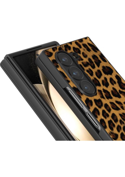 Samsung Galaxy Z Fold6 5g Leopar Desenli Pu+Pc Telefon Kılıfı (Yurt Dışından)