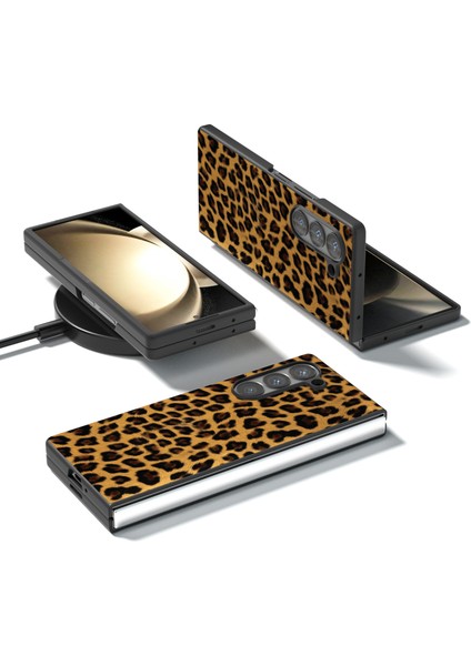 Samsung Galaxy Z Fold6 5g Leopar Desenli Pu+Pc Telefon Kılıfı (Yurt Dışından)