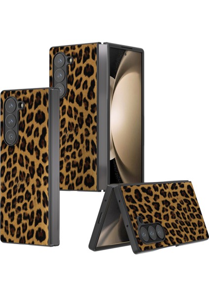 Samsung Galaxy Z Fold6 5g Leopar Desenli Pu+Pc Telefon Kılıfı (Yurt Dışından)