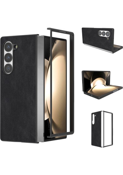 Samsung Galaxy Z Fold6 5g Siyah Kenar Pu Deri + Pc Katlanır Telefon Kapağı (Yurt Dışından)