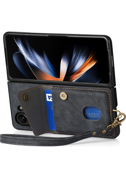 Samsung Galaxy Z Fold6 5g Kickstand Kart Çantası Deri + Askılı Pc Telefon Kapağı (Yurt Dışından)