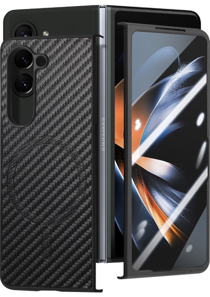 Samsung Galaxy Z Fold6 5g Manyetik Karbon Fiber Doku Deri + Pc Kapağı (Yurt Dışından)