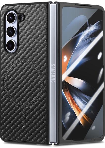 Samsung Galaxy Z Fold6 5g Manyetik Karbon Fiber Doku Deri + Pc Kapağı (Yurt Dışından)