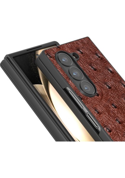 Samsung Galaxy Z Fold6 5g Hakiki Inek Derisi+Pc Kapak Devekuşu Dokusu (Yurt Dışından)