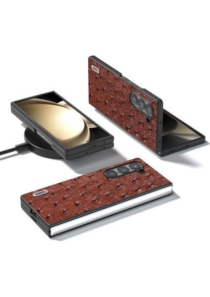 Samsung Galaxy Z Fold6 5g Hakiki Inek Derisi+Pc Kapak Devekuşu Dokusu (Yurt Dışından)