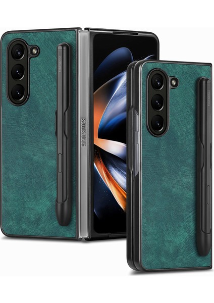 Samsung Galaxy Z Fold6 5g Retro Pu Deri + Pc Kapağı (Yurt Dışından)