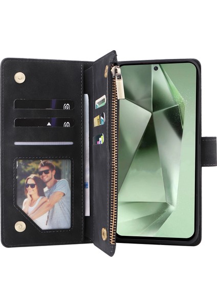 Samsung Galaxy S24 Fe Fermuar Cüzdan Pu Deri Flip Telefon Kapağı (Yurt Dışından)