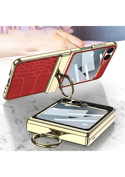 Samsung Galaxy Z Flip6 5g Manyetik Menteşe Koruması Pu+Pc Kickstand Telefon Kapağı (Yurt Dışından) fiyatları