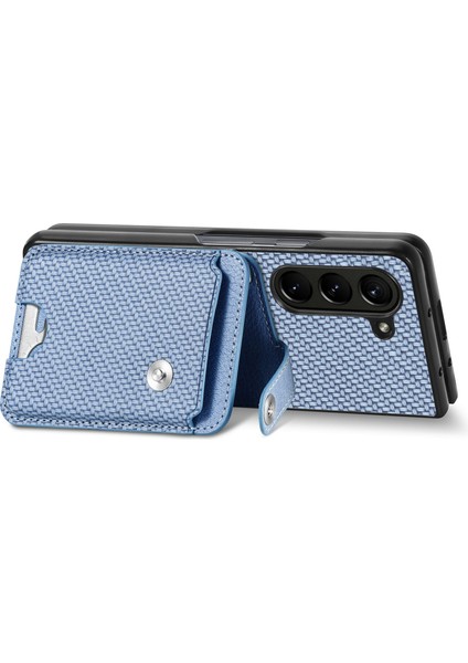Samsung Galaxy Z Fold6 5g Karbon Fiber Dokulu Kart Tutucu Deri Arka Kapak (Yurt Dışından)