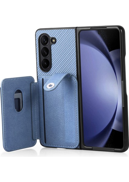Samsung Galaxy Z Fold6 5g Karbon Fiber Dokulu Kart Tutucu Deri Arka Kapak (Yurt Dışından)