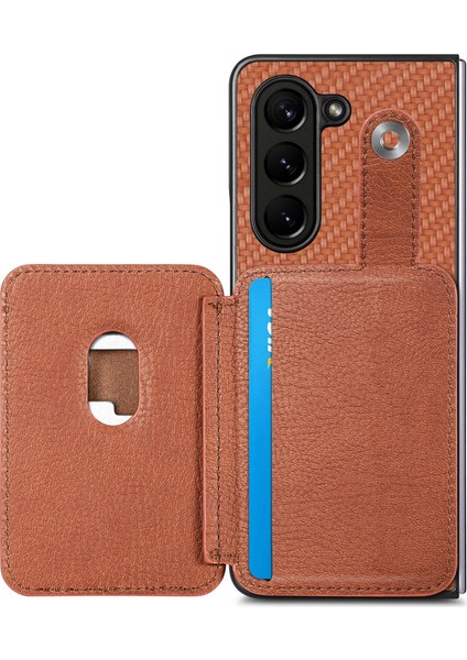 Samsung Galaxy Z Fold6 5g Karbon Fiber Dokulu Kart Tutucu Deri Arka Kapak (Yurt Dışından)