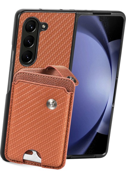 Samsung Galaxy Z Fold6 5g Karbon Fiber Dokulu Kart Tutucu Deri Arka Kapak (Yurt Dışından)