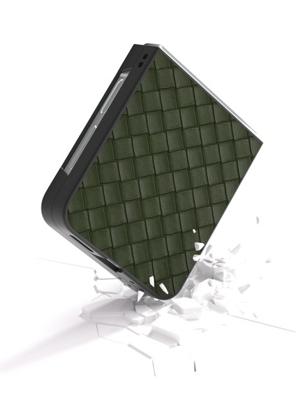 Samsung Galaxy Z Flip6 5g Dokuma Doku Deri + Pc Koruyucu Telefon Kapağı (Yurt Dışından)