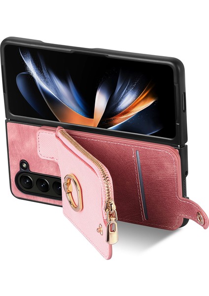Samsung Galaxy Z Fold6 5g Fermuarlı Cep Halka Tutucu Deri + Pc Telefon Kapağı (Yurt Dışından)