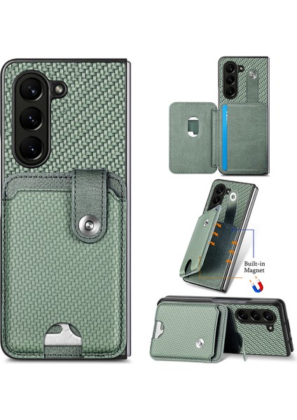 Samsung Galaxy Z Fold6 5g Karbon Fiber Dokulu Kart Tutucu Deri Arka Kapak (Yurt Dışından)