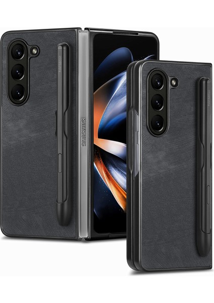 Samsung Galaxy Z Fold6 5g Retro Pu Deri + Pc Kapağı (Yurt Dışından)