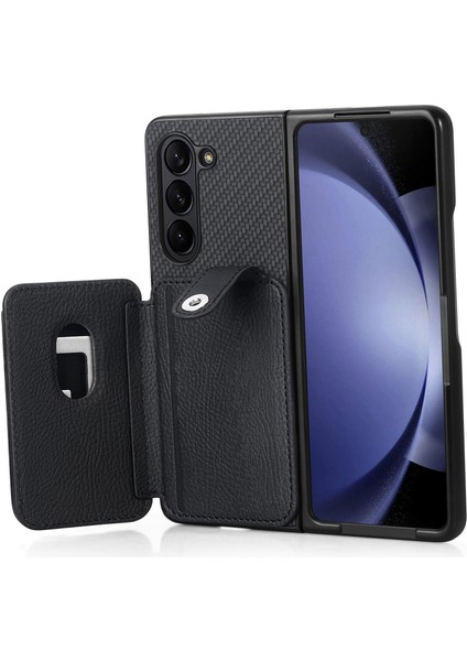 Samsung Galaxy Z Fold6 5g Karbon Fiber Dokulu Kart Tutucu Deri Arka Kapak (Yurt Dışından)