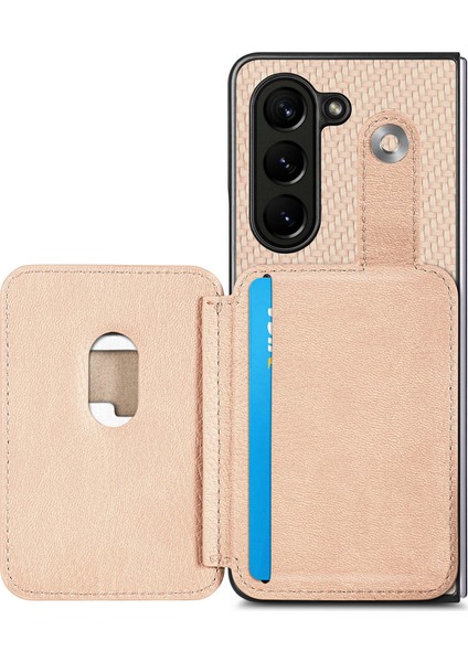 Samsung Galaxy Z Fold6 5g Karbon Fiber Dokulu Kart Tutucu Deri Arka Kapak (Yurt Dışından) fiyatları