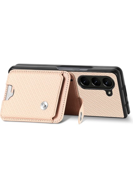 Samsung Galaxy Z Fold6 5g Karbon Fiber Dokulu Kart Tutucu Deri Arka Kapak (Yurt Dışından) modelleri
