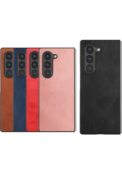 Samsung Galaxy Z Fold6 5g Sığır Derisi Doku Sert Pc+Pu Koruyucu Telefon Kapağı (Yurt Dışından)