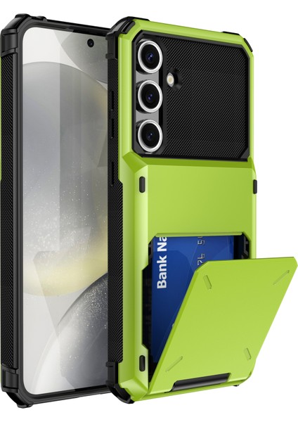 Samsung Galaxy S24 Fe Pc+Tpu Çift Katmanlı Arka Telefon Kapağı Kart Tutuculu (Yurt Dışından)