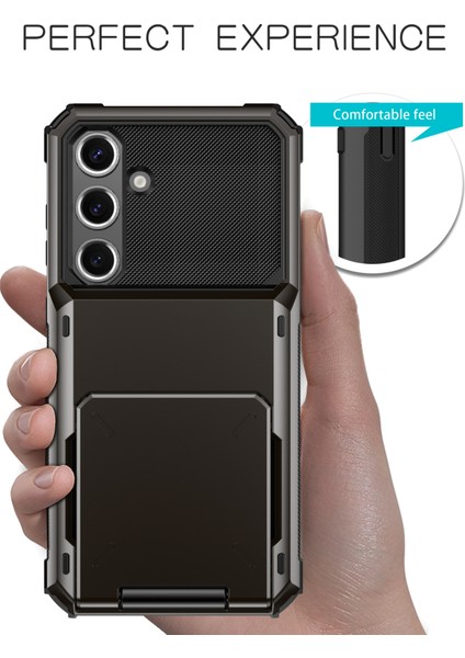 Samsung Galaxy S24 Fe Pc+Tpu Çift Katmanlı Arka Telefon Kapağı Kart Tutuculu (Yurt Dışından) fırsatları