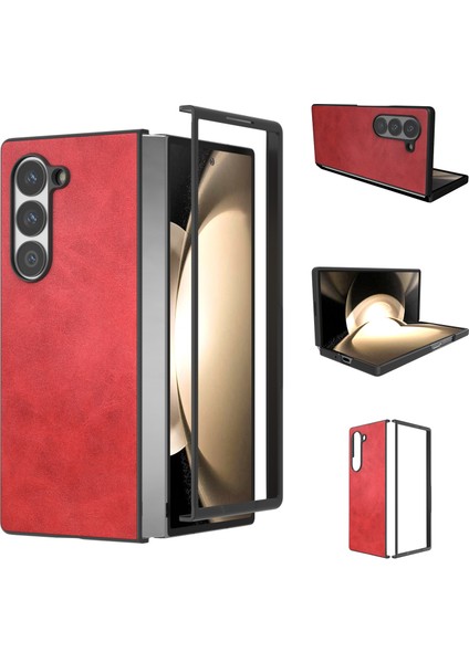Samsung Galaxy Z Fold6 5g Sığır Derisi Doku Sert Pc+Pu Koruyucu Telefon Kapağı (Yurt Dışından)