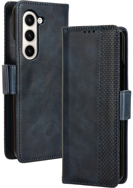 Samsung Galaxy Z Fold6 5g Vintage Pu Deri Cüzdan Standı Darbeye Dayanıklı Kapak (Yurt Dışından)