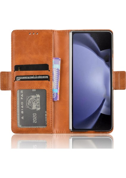 Samsung Galaxy Z Fold6 5g Vintage Pu Deri Cüzdan Standı Darbeye Dayanıklı Kapak (Yurt Dışından)