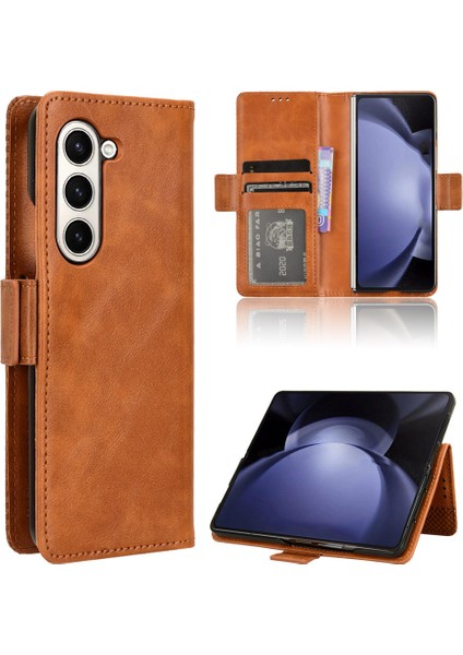 Samsung Galaxy Z Fold6 5g Vintage Pu Deri Cüzdan Standı Darbeye Dayanıklı Kapak (Yurt Dışından)
