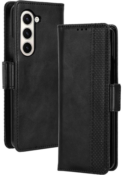 Samsung Galaxy Z Fold6 5g Vintage Pu Deri Cüzdan Standı Darbeye Dayanıklı Kapak (Yurt Dışından)