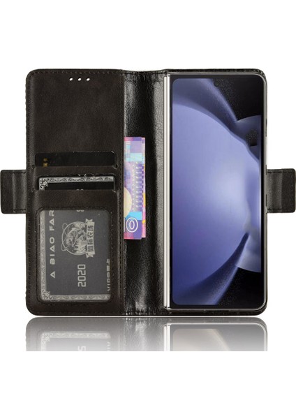 Samsung Galaxy Z Fold6 5g Vintage Pu Deri Cüzdan Standı Darbeye Dayanıklı Kapak (Yurt Dışından)