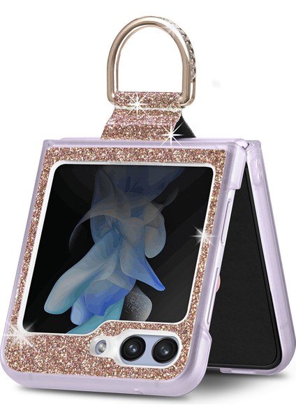 Samsung Galaxy Z Flip6 5g Deri + Pc Glitter Telefon Kapağı Yapay Yüzük Tutucu (Yurt Dışından) indirimleri